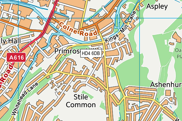 HD4 6DB map - OS VectorMap District (Ordnance Survey)