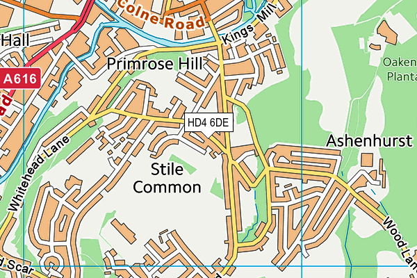 HD4 6DE map - OS VectorMap District (Ordnance Survey)