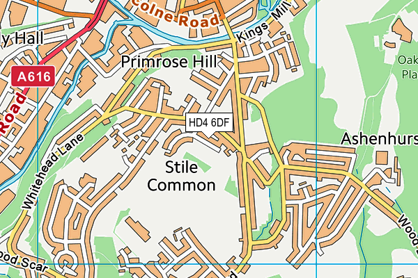 HD4 6DF map - OS VectorMap District (Ordnance Survey)