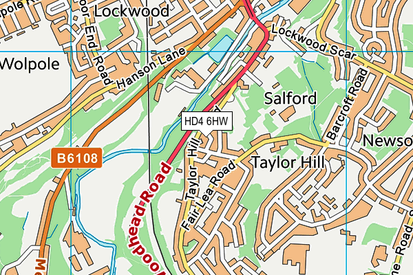 HD4 6HW map - OS VectorMap District (Ordnance Survey)