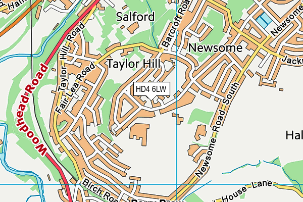 HD4 6LW map - OS VectorMap District (Ordnance Survey)