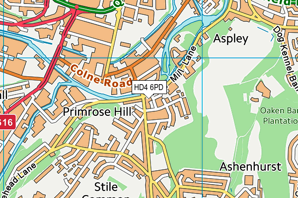 HD4 6PD map - OS VectorMap District (Ordnance Survey)