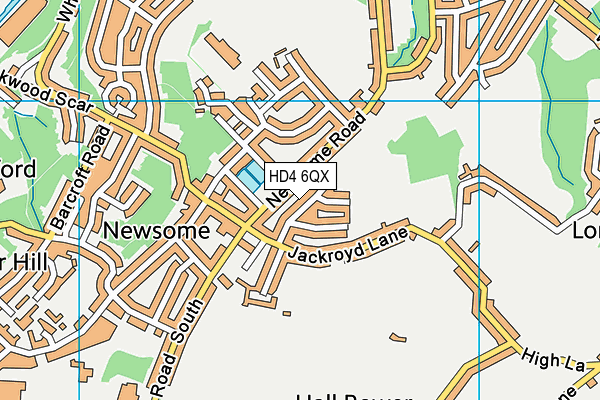 HD4 6QX map - OS VectorMap District (Ordnance Survey)