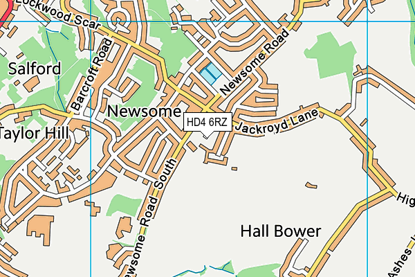 HD4 6RZ map - OS VectorMap District (Ordnance Survey)