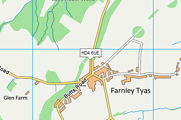 HD4 6UE map - OS VectorMap District (Ordnance Survey)