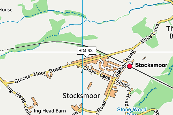 HD4 6XJ map - OS VectorMap District (Ordnance Survey)