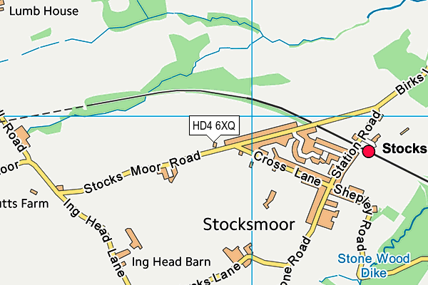 HD4 6XQ map - OS VectorMap District (Ordnance Survey)