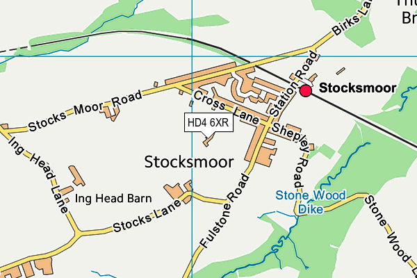 HD4 6XR map - OS VectorMap District (Ordnance Survey)