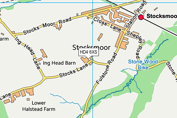 HD4 6XS map - OS VectorMap District (Ordnance Survey)