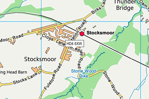 HD4 6XW map - OS VectorMap District (Ordnance Survey)