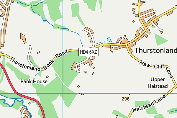 HD4 6XZ map - OS VectorMap District (Ordnance Survey)