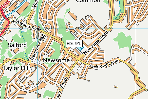 HD4 6YL map - OS VectorMap District (Ordnance Survey)