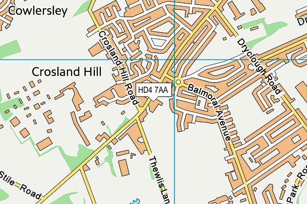 HD4 7AA map - OS VectorMap District (Ordnance Survey)