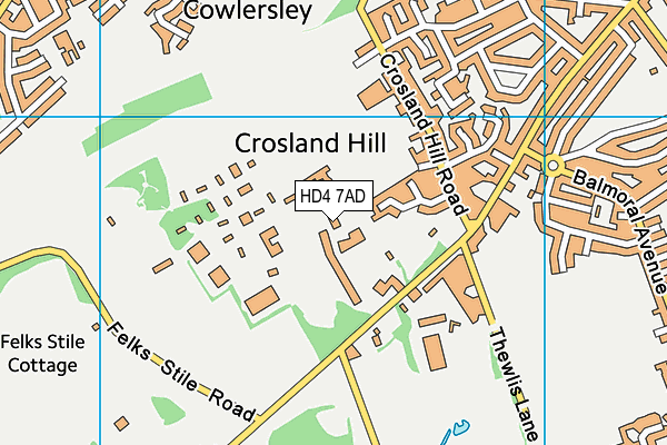 HD4 7AD map - OS VectorMap District (Ordnance Survey)