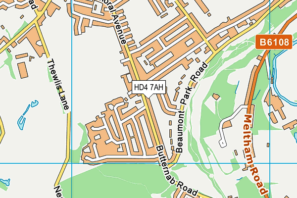 HD4 7AH map - OS VectorMap District (Ordnance Survey)