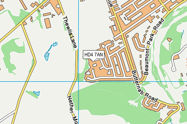 HD4 7AN map - OS VectorMap District (Ordnance Survey)