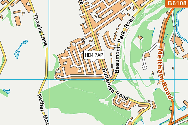 HD4 7AP map - OS VectorMap District (Ordnance Survey)