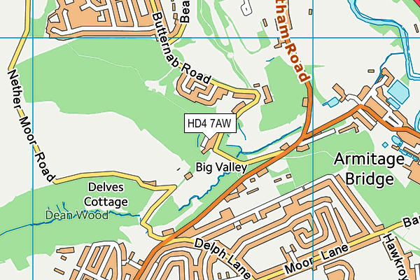HD4 7AW map - OS VectorMap District (Ordnance Survey)