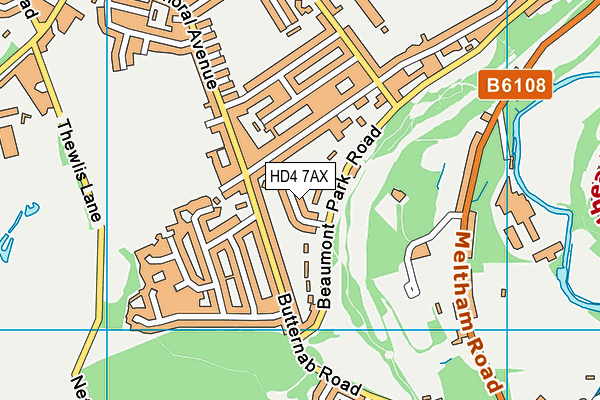 HD4 7AX map - OS VectorMap District (Ordnance Survey)