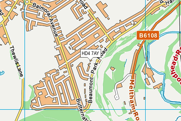 HD4 7AY map - OS VectorMap District (Ordnance Survey)
