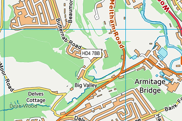 HD4 7BB map - OS VectorMap District (Ordnance Survey)