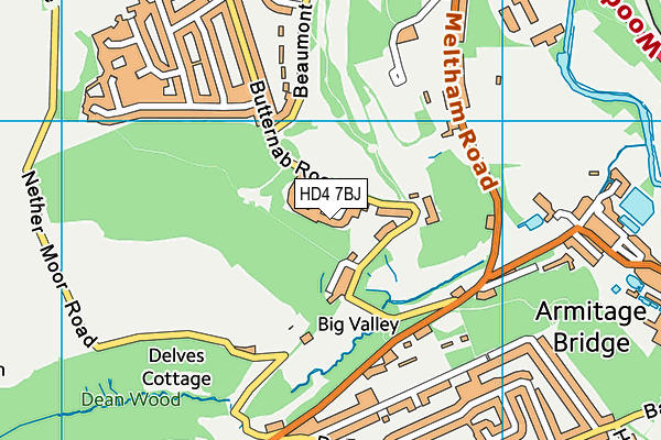 HD4 7BJ map - OS VectorMap District (Ordnance Survey)