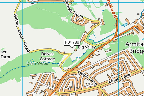 HD4 7BU map - OS VectorMap District (Ordnance Survey)