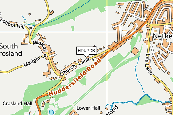 HD4 7DB map - OS VectorMap District (Ordnance Survey)