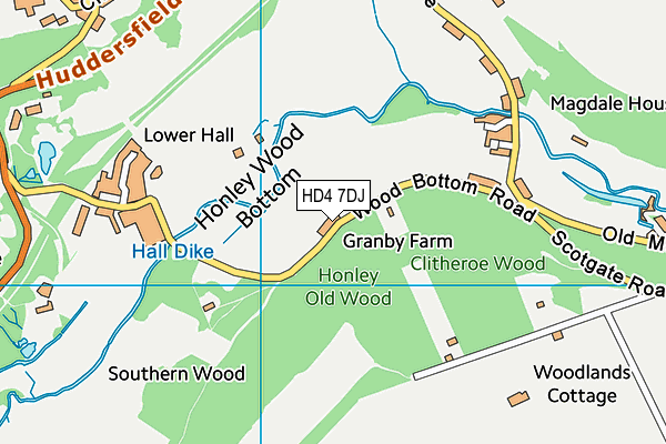 HD4 7DJ map - OS VectorMap District (Ordnance Survey)