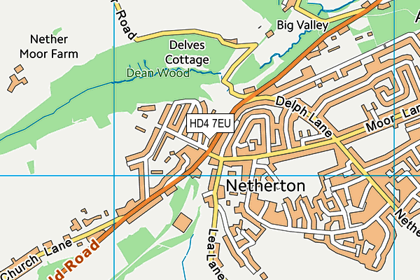 HD4 7EU map - OS VectorMap District (Ordnance Survey)