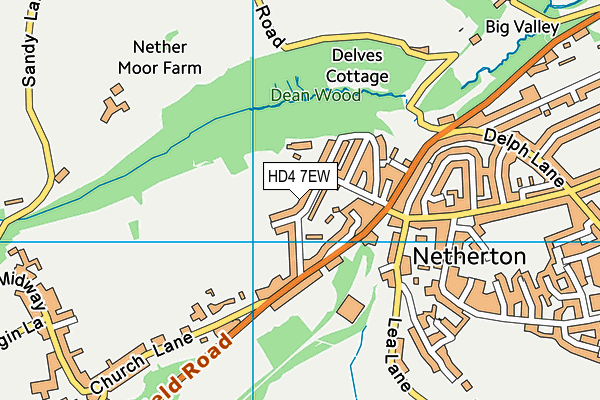 HD4 7EW map - OS VectorMap District (Ordnance Survey)