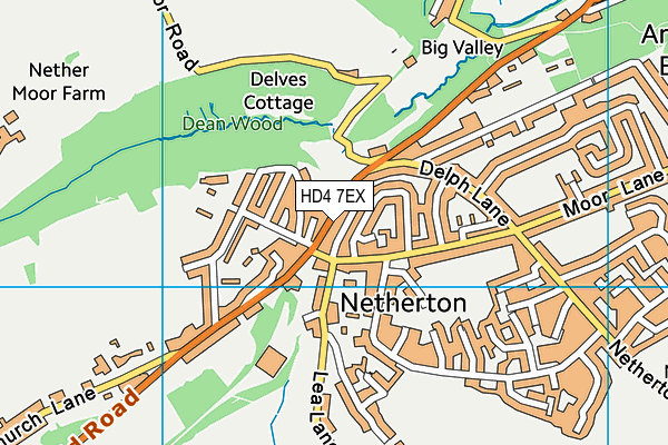 Netherton Village Hall map (HD4 7EX) - OS VectorMap District (Ordnance Survey)