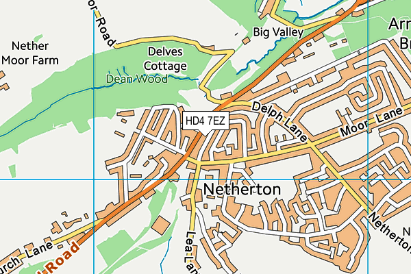 HD4 7EZ map - OS VectorMap District (Ordnance Survey)