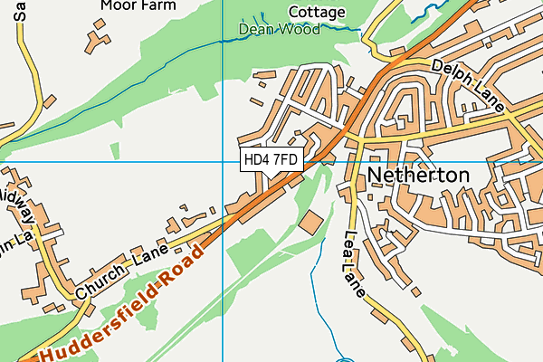 HD4 7FD map - OS VectorMap District (Ordnance Survey)