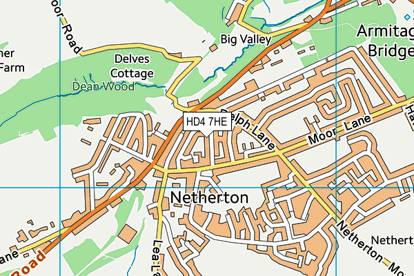 HD4 7HE map - OS VectorMap District (Ordnance Survey)