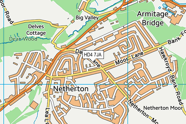 HD4 7JA map - OS VectorMap District (Ordnance Survey)