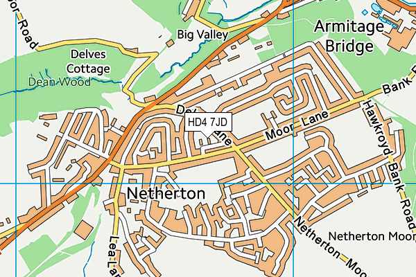 HD4 7JD map - OS VectorMap District (Ordnance Survey)