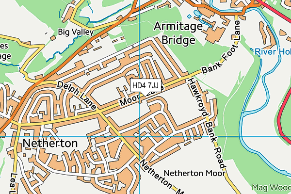 HD4 7JJ map - OS VectorMap District (Ordnance Survey)