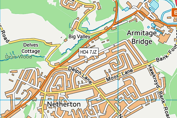 HD4 7JZ map - OS VectorMap District (Ordnance Survey)