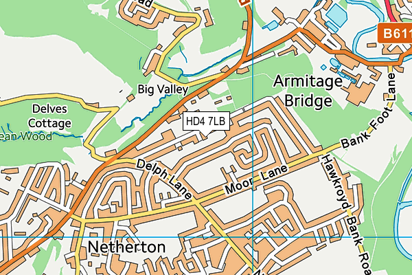 HD4 7LB map - OS VectorMap District (Ordnance Survey)