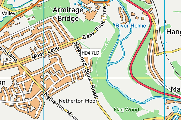 HD4 7LD map - OS VectorMap District (Ordnance Survey)