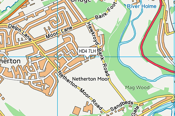 HD4 7LH map - OS VectorMap District (Ordnance Survey)