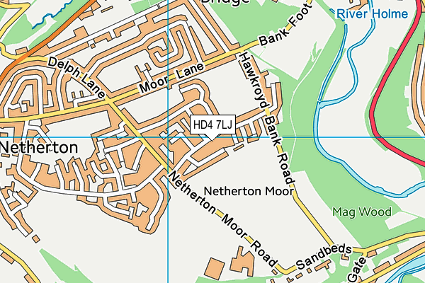 HD4 7LJ map - OS VectorMap District (Ordnance Survey)