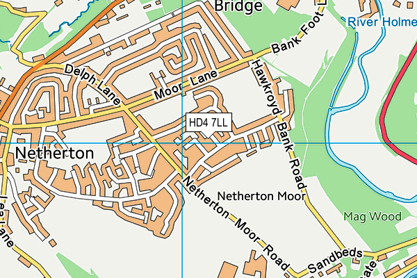 HD4 7LL map - OS VectorMap District (Ordnance Survey)
