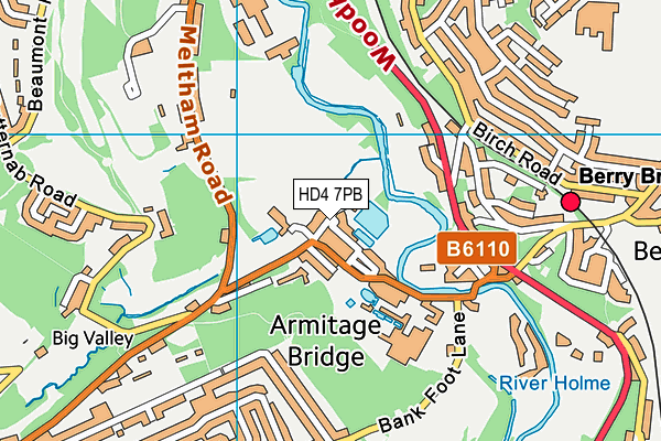 Armitage Bridge Cricket Club map (HD4 7PB) - OS VectorMap District (Ordnance Survey)