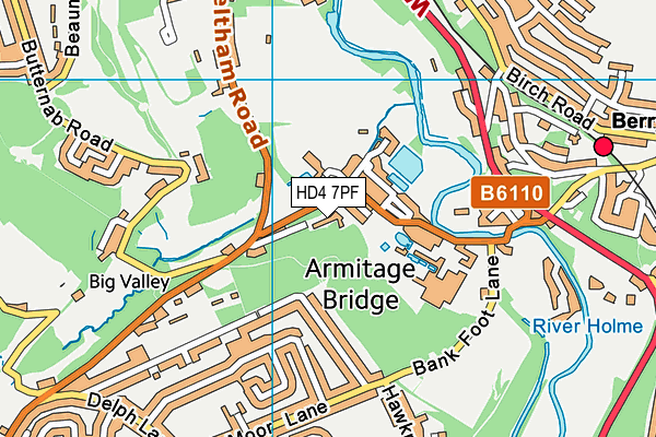 HD4 7PF map - OS VectorMap District (Ordnance Survey)