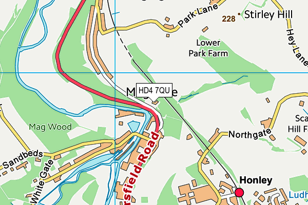 HD4 7QU map - OS VectorMap District (Ordnance Survey)