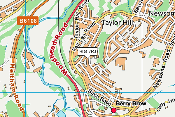 HD4 7RJ map - OS VectorMap District (Ordnance Survey)