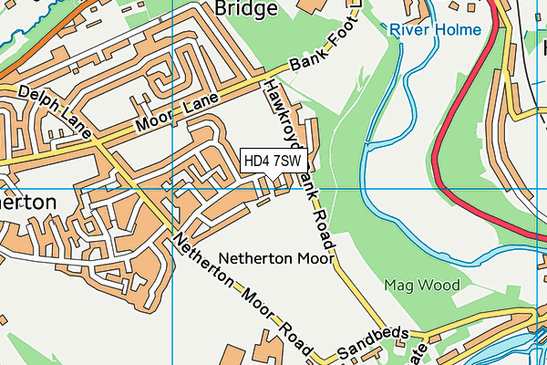 HD4 7SW map - OS VectorMap District (Ordnance Survey)
