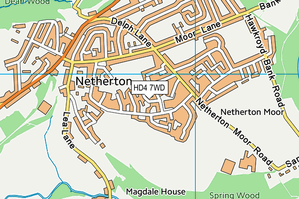 HD4 7WD map - OS VectorMap District (Ordnance Survey)